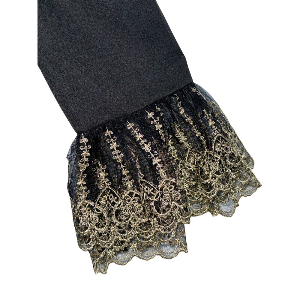 NWT Tuckernuck Pomander Place Lilith Black Gold Lace Ruffle Maxi Dress Size S - Picture 7 of 15